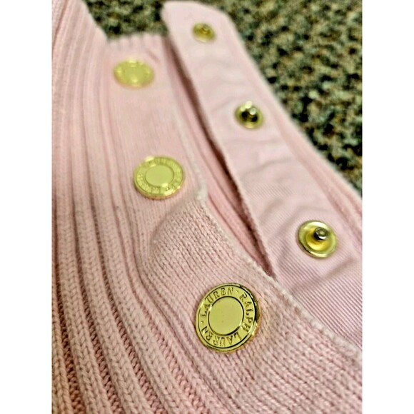 Lauren By Ralph Lauren Turtleneck Sweater Pink Gold Snap Buttons (Women's S/M) - Picture 7 of 9